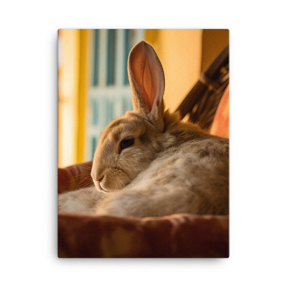 Havana Bunny in a Cozy Setting Canvas - PosterfyAI.com