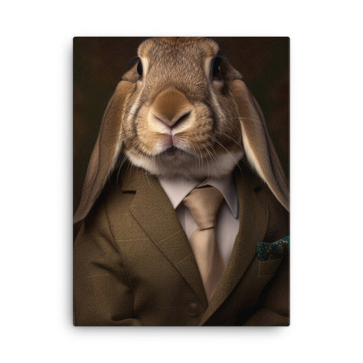 English Lop Bunny with a Stylish Pose Canvas - PosterfyAI.com