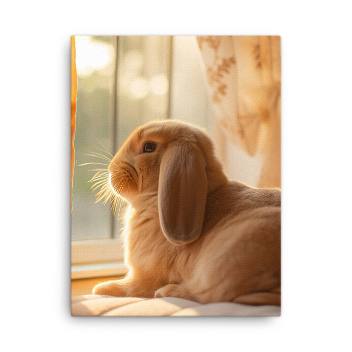 English Lop Bunny in a Cozy Setting Canvas - PosterfyAI.com