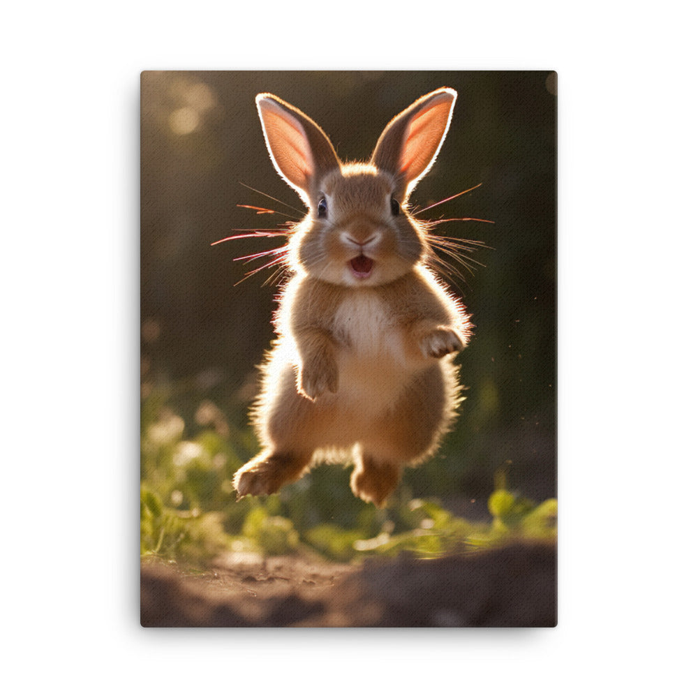 Dutch Bunny Enjoying a Playful Hop Canvas - PosterfyAI.com