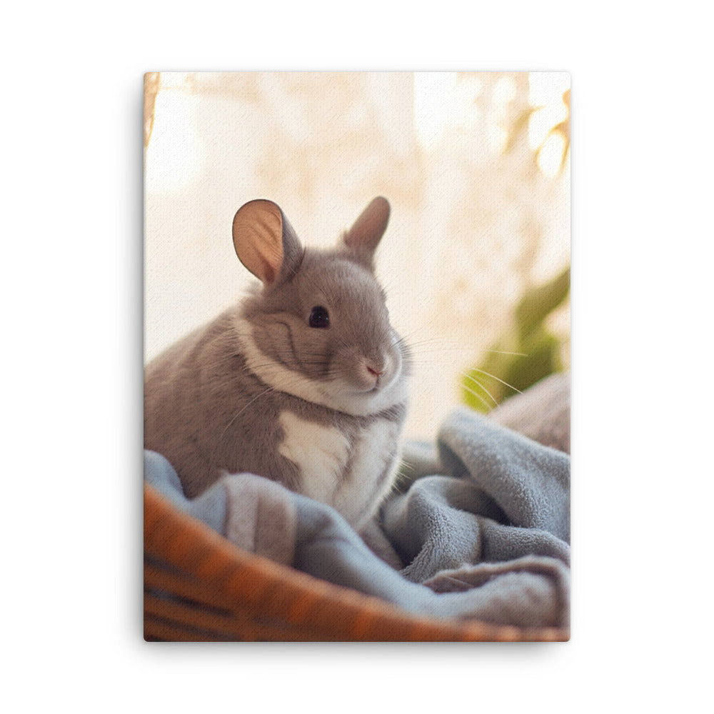 Chinchilla Bunny in a Cozy Setting Canvas - PosterfyAI.com