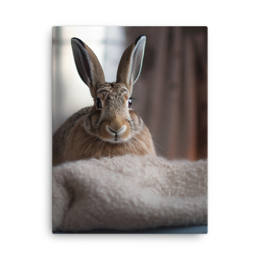 Belgian Hare in a Cozy Setting Canvas - PosterfyAI.com