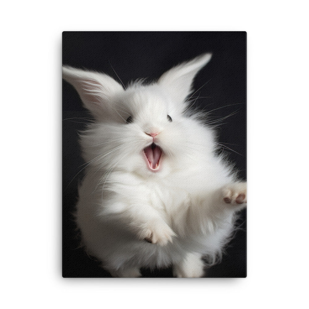 Angora Bunny with a Playful Expression Canvas - PosterfyAI.com