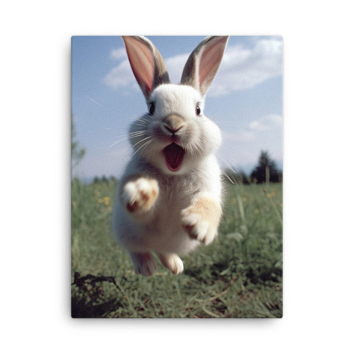 American Bunny Enjoying a Playful Hop Canvas - PosterfyAI.com