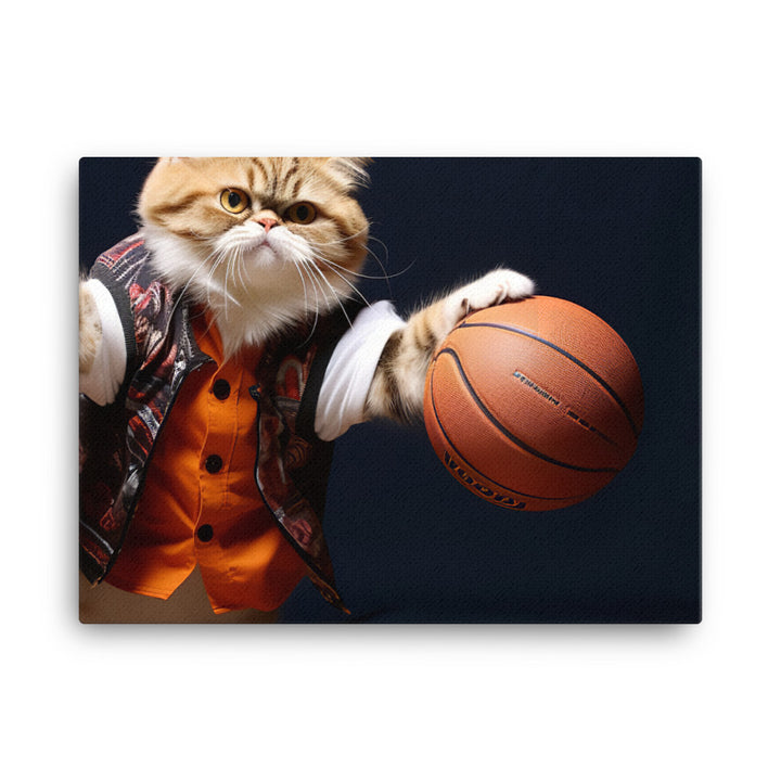 Exotic Shorthair BasketBall Player Canvas - PosterfyAI.com