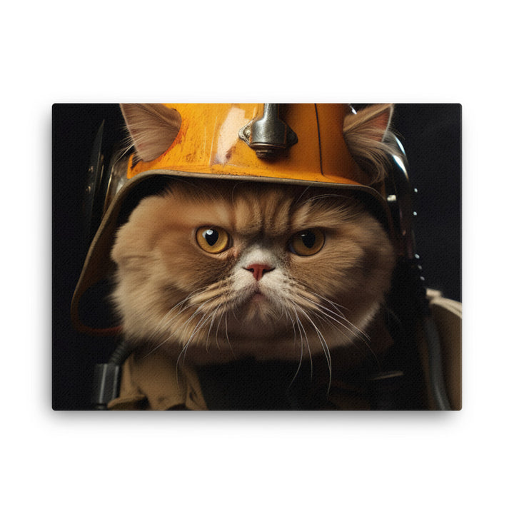 Exotic Shorthair Firefighter Canvas - PosterfyAI.com