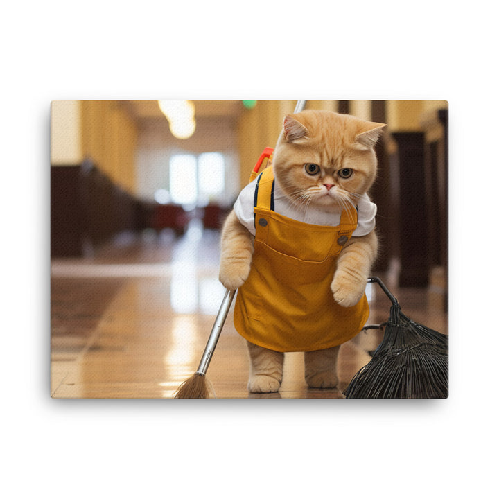 Exotic Shorthair Janitor Canvas - PosterfyAI.com