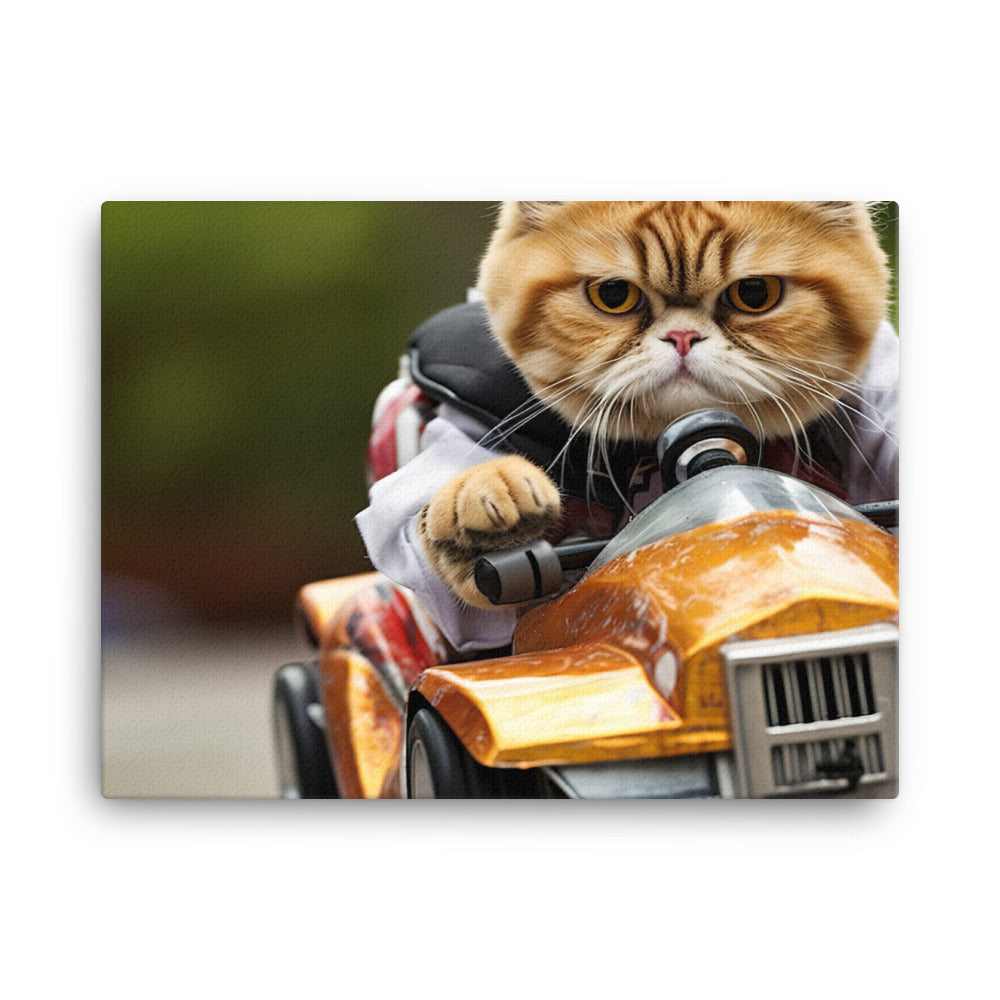 Exotic Shorthair Motorsport Athlete Canvas - PosterfyAI.com