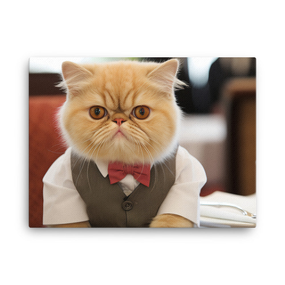 Exotic Shorthair Hotel Staff Canvas - PosterfyAI.com