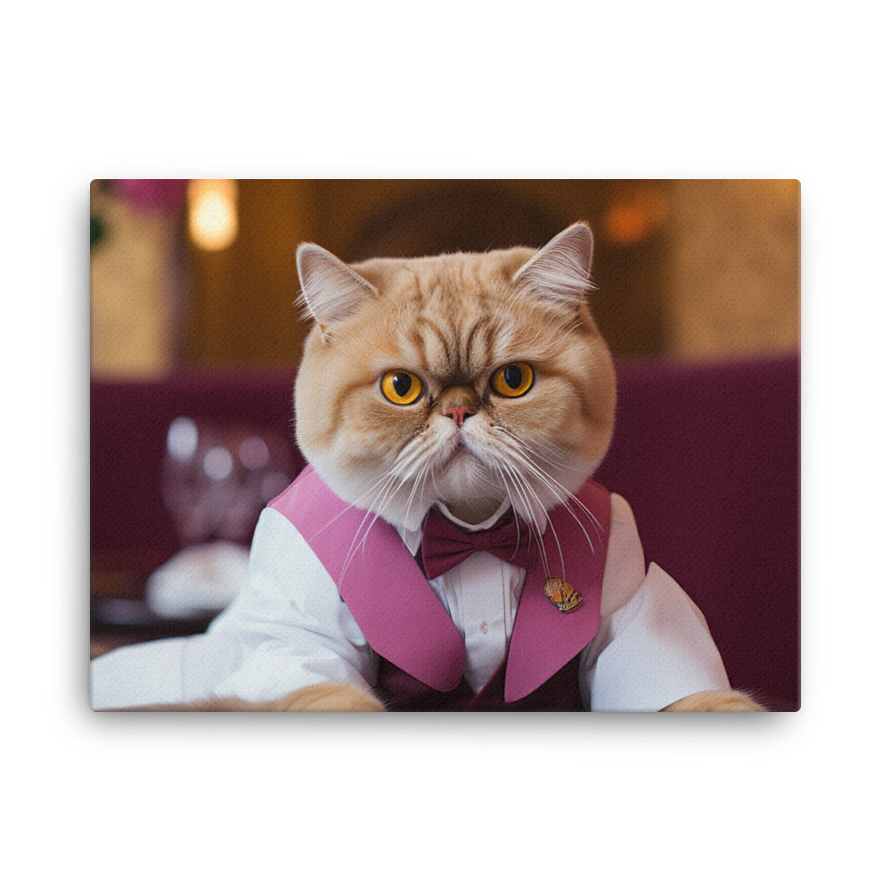 Exotic Shorthair Hotel Staff Canvas - PosterfyAI.com