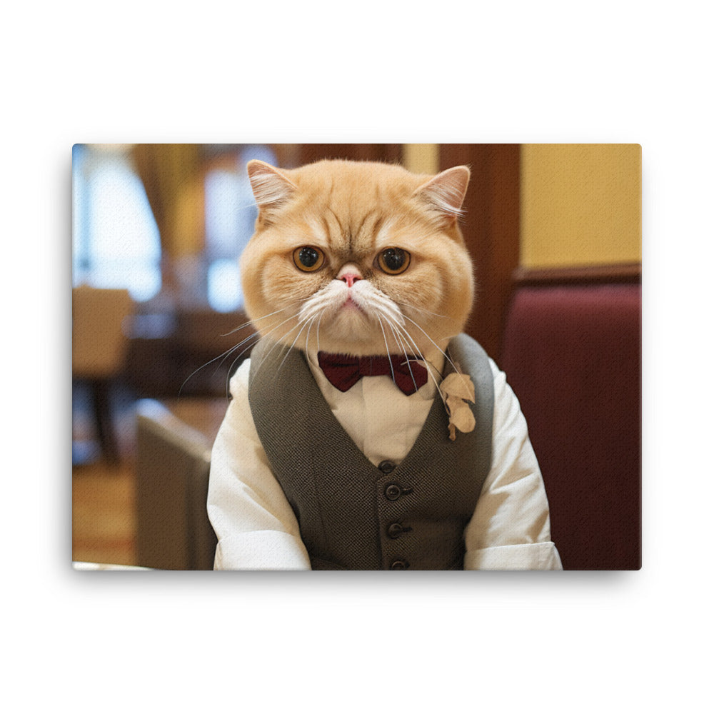 Exotic Shorthair Hotel Staff Canvas - PosterfyAI.com