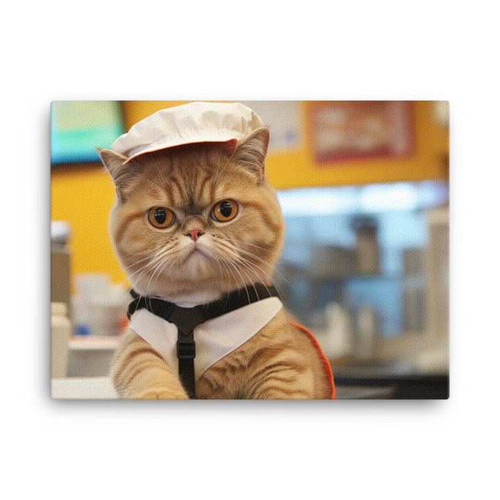 Exotic Shorthair Fast Food Crew Canvas - PosterfyAI.com