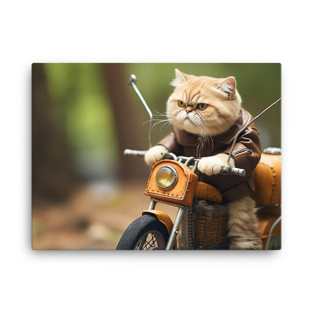 Exotic Shorthair Superbike Athlete Canvas - PosterfyAI.com