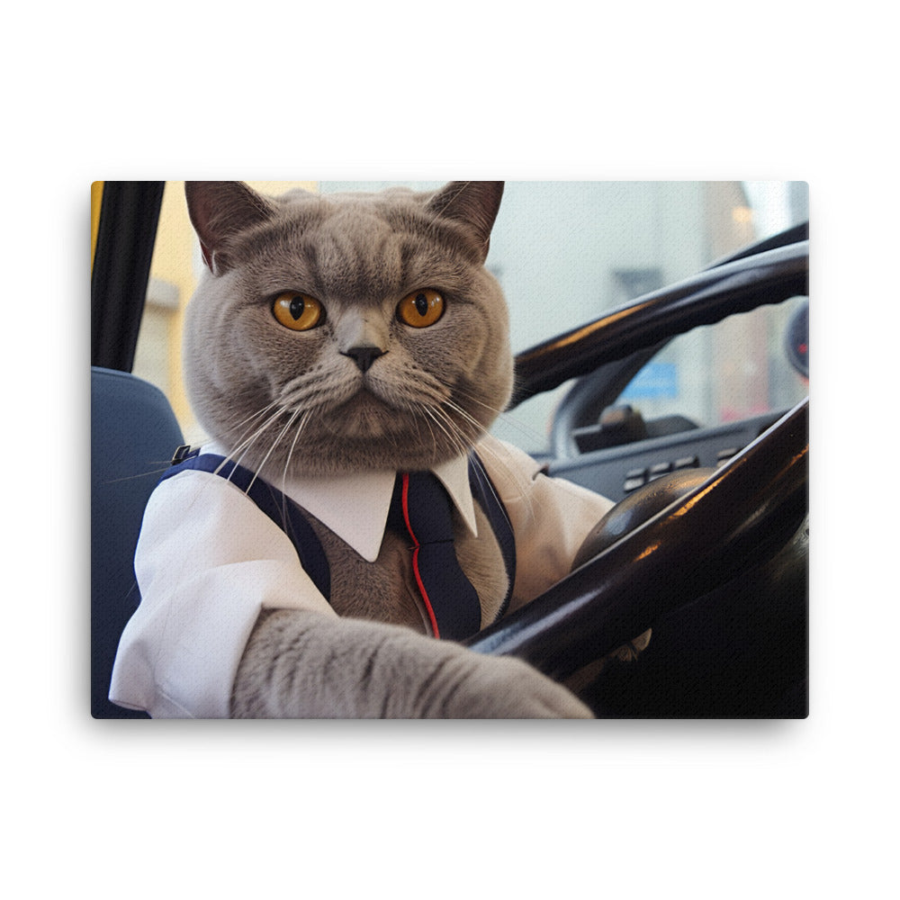 British Shorthair Transit Operator Canvas - PosterfyAI.com