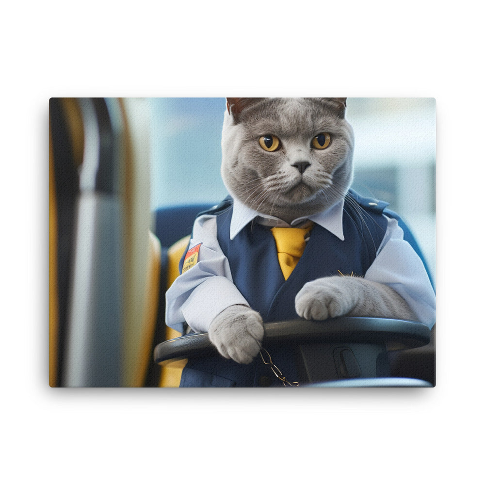 British Shorthair Transit Operator Canvas - PosterfyAI.com