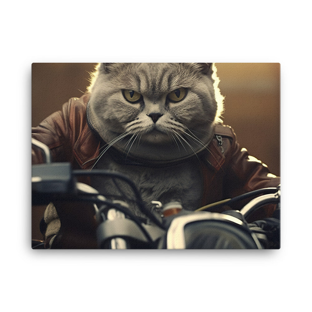 British Shorthair Superbike Athlete Canvas - PosterfyAI.com