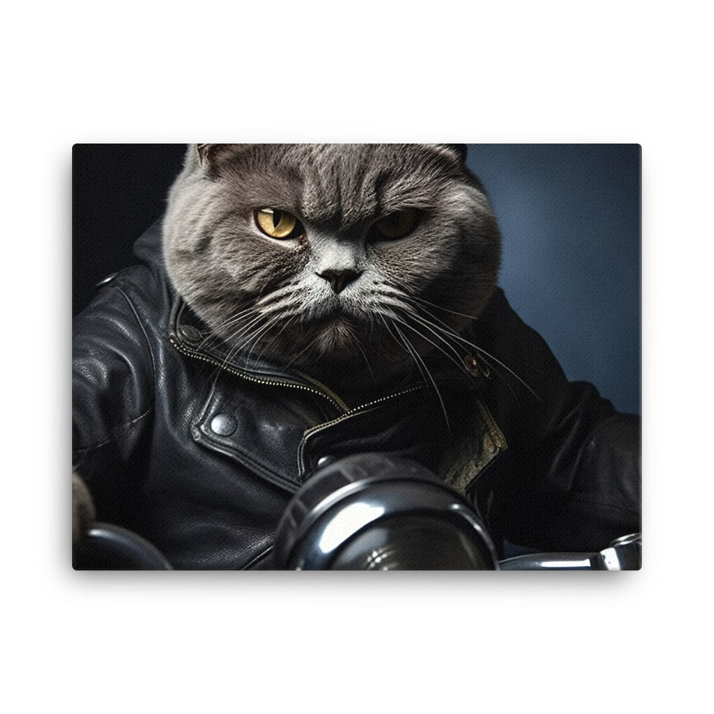 British Shorthair Superbike Athlete Canvas - PosterfyAI.com