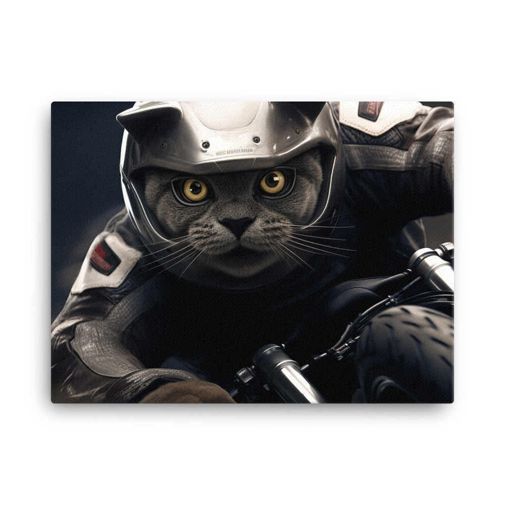 British Shorthair Superbike Athlete Canvas - PosterfyAI.com