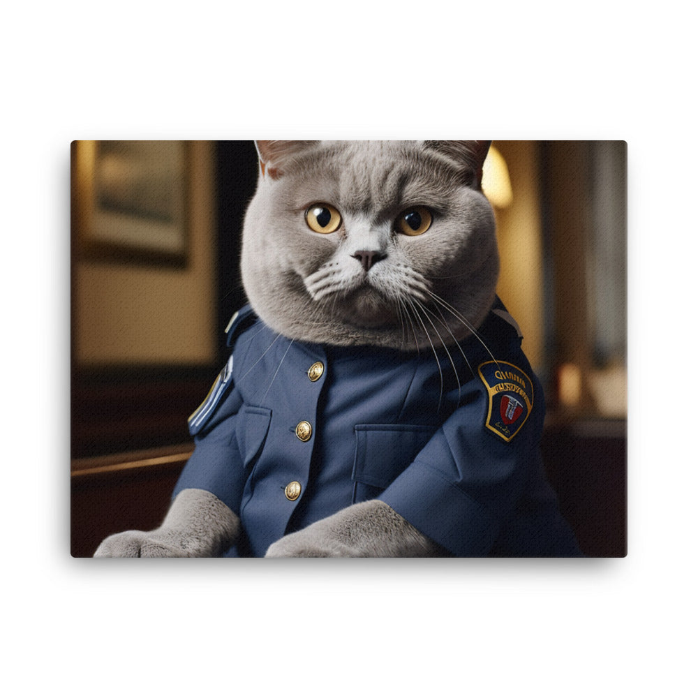 British Shorthair Security Officer Canvas - PosterfyAI.com