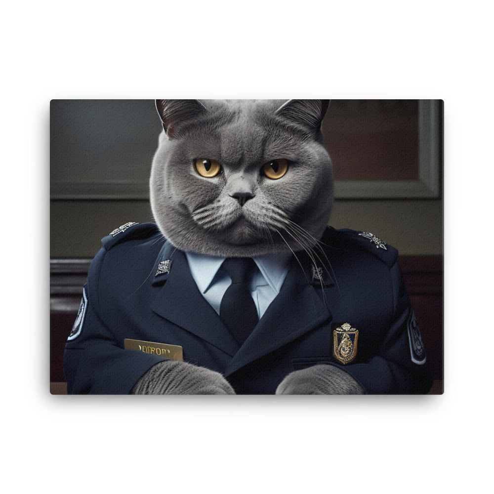 British Shorthair Security Officer Canvas - PosterfyAI.com