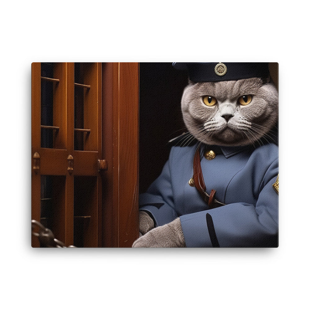 British Shorthair Prison Officer Canvas - PosterfyAI.com