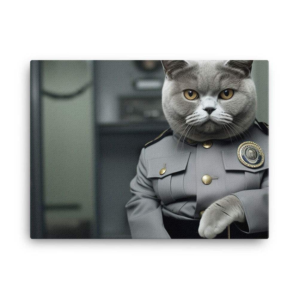 British Shorthair Prison Officer Canvas - PosterfyAI.com