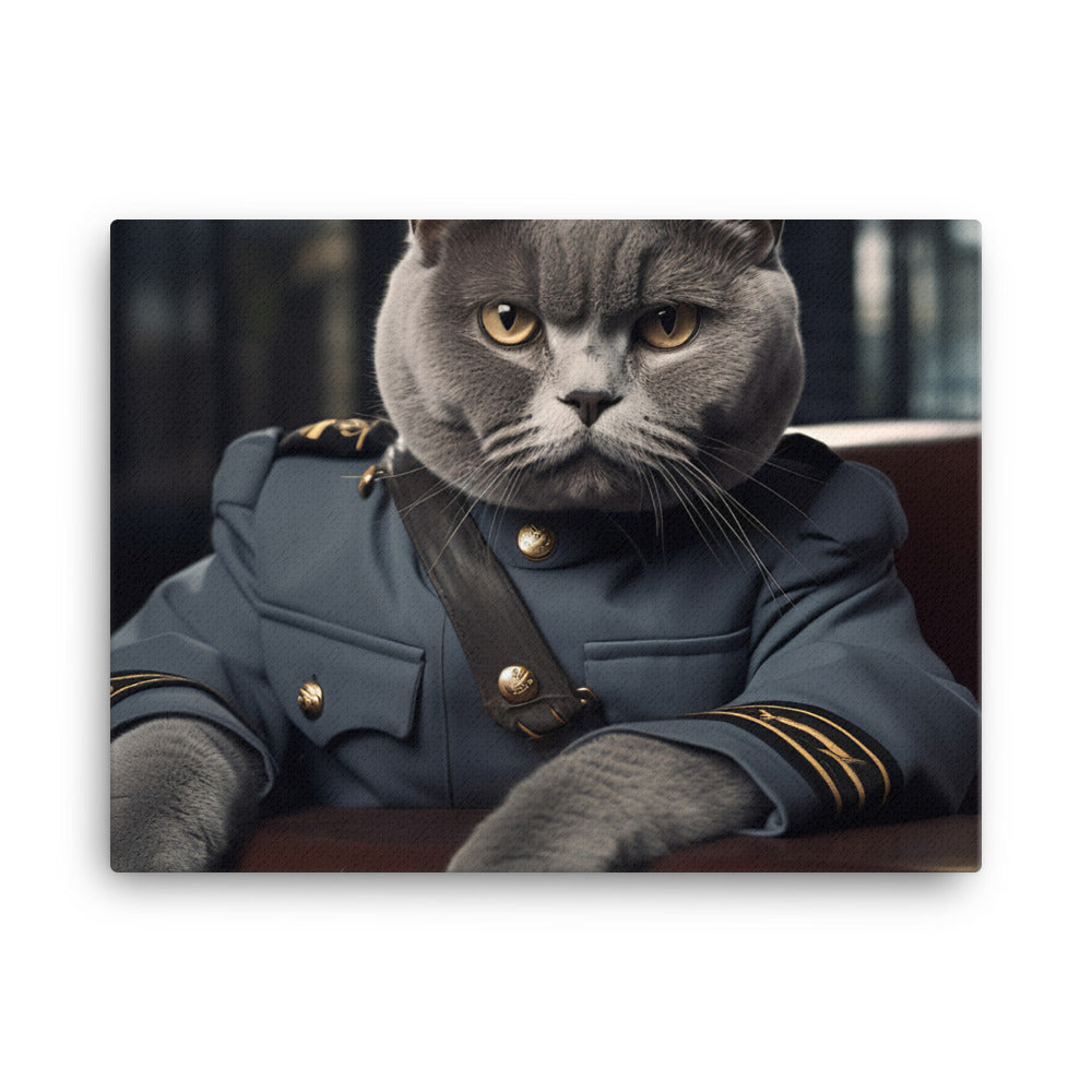 British Shorthair Prison Officer Canvas - PosterfyAI.com