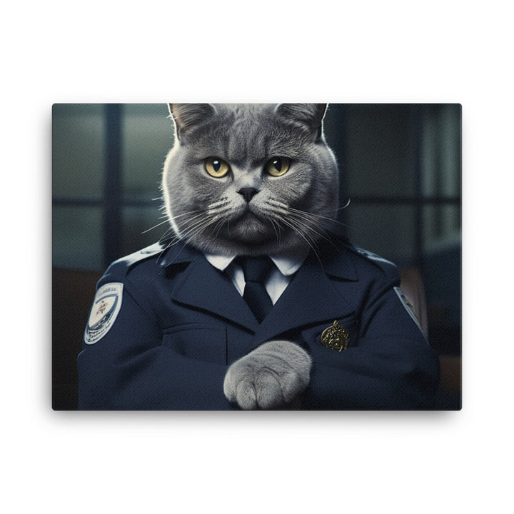 British Shorthair Prison Officer Canvas - PosterfyAI.com