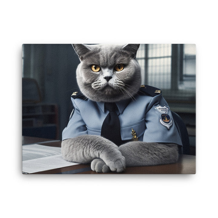 British Shorthair Prison Officer Canvas - PosterfyAI.com