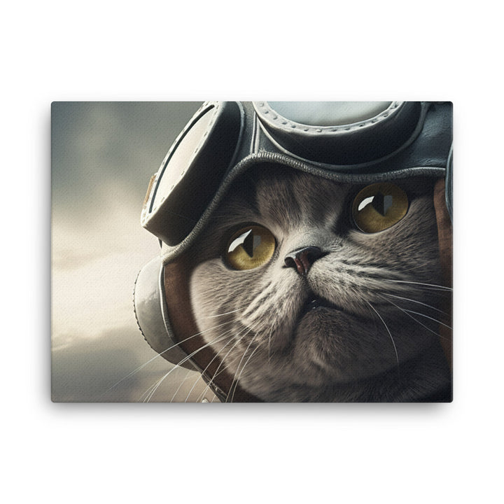 British Shorthair Pilot Canvas - PosterfyAI.com