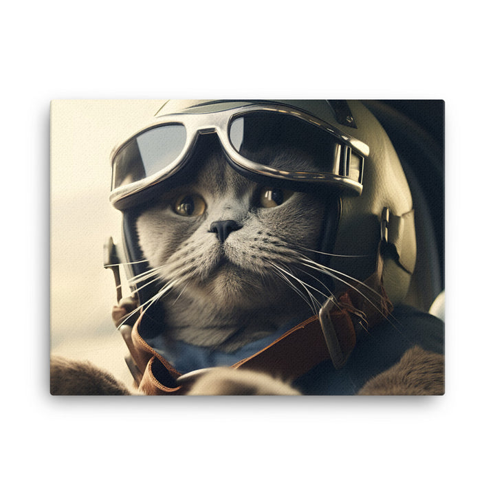 British Shorthair Pilot Canvas - PosterfyAI.com