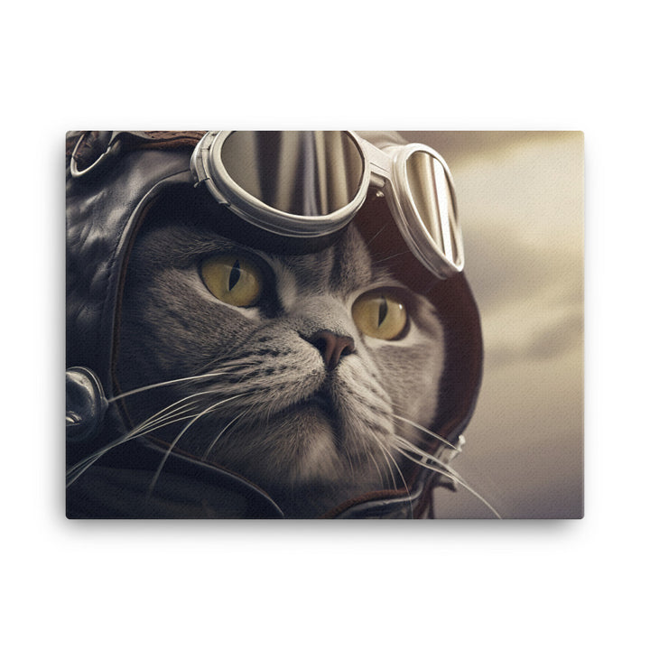 British Shorthair Pilot Canvas - PosterfyAI.com