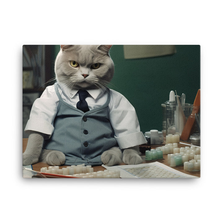 British Shorthair Pharmacist Canvas - PosterfyAI.com