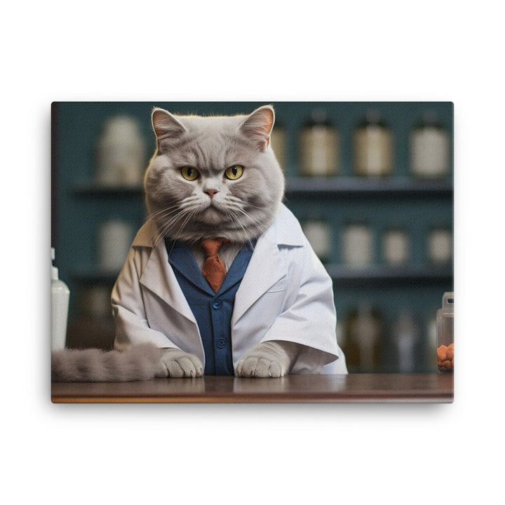 British Shorthair Pharmacist Canvas - PosterfyAI.com