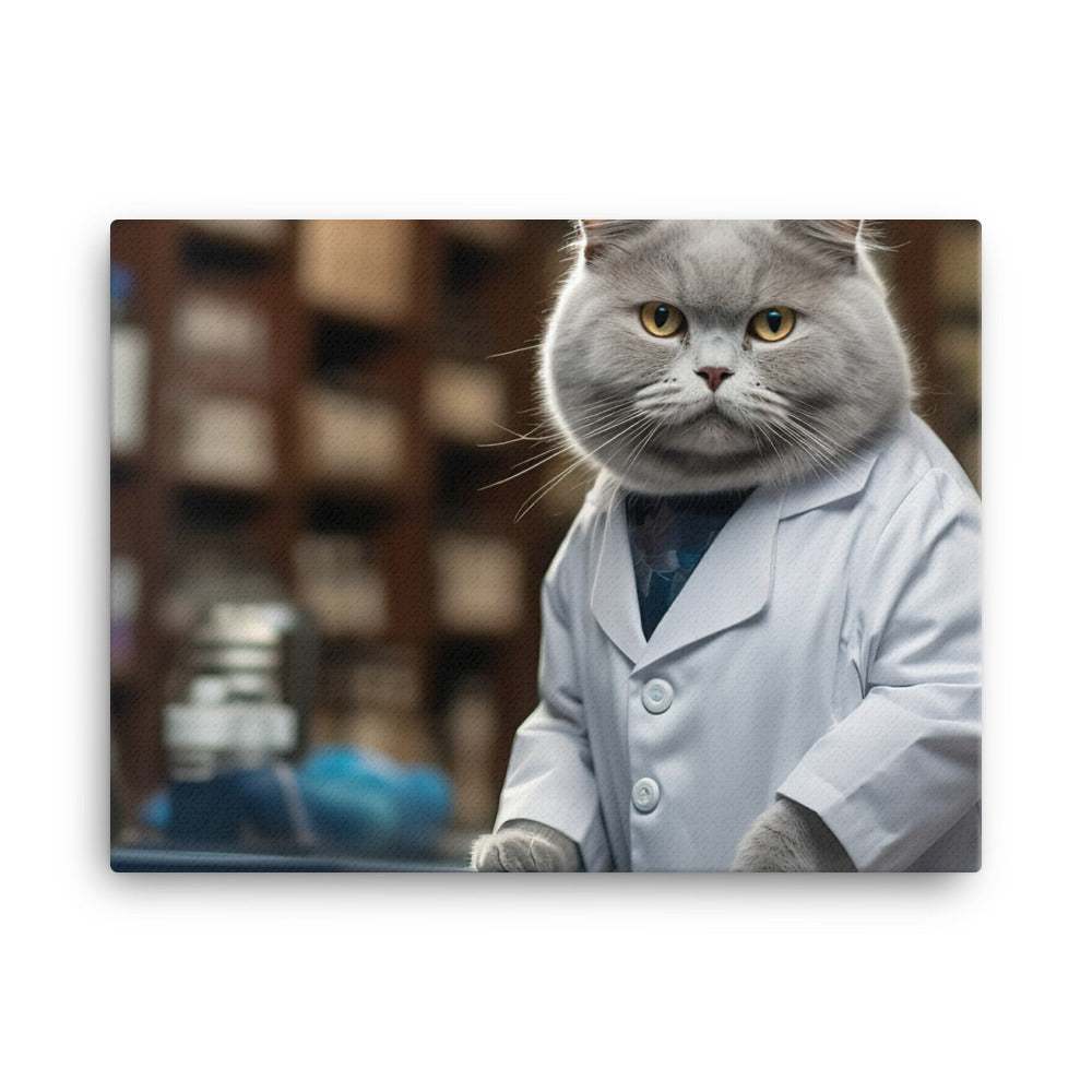 British Shorthair Pharmacist Canvas - PosterfyAI.com