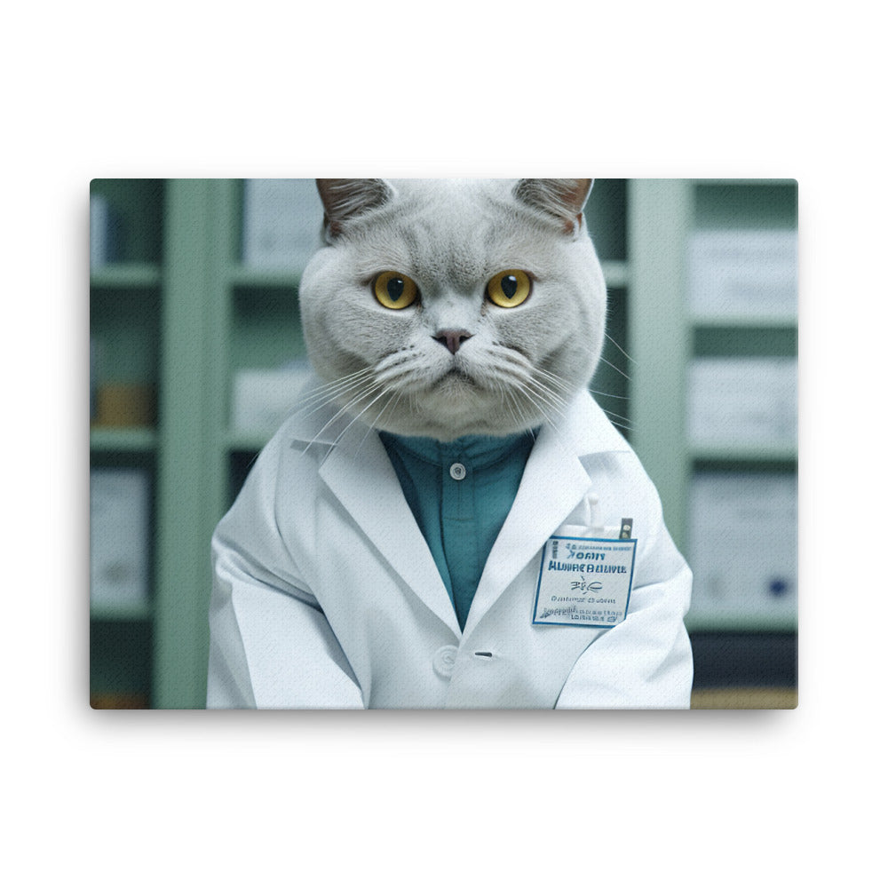 British Shorthair Pharmacist Canvas - PosterfyAI.com