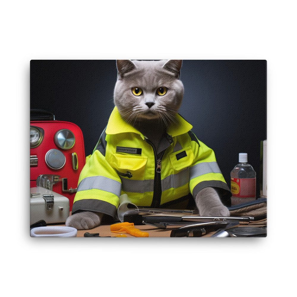 British Shorthair Paramedic Canvas - PosterfyAI.com