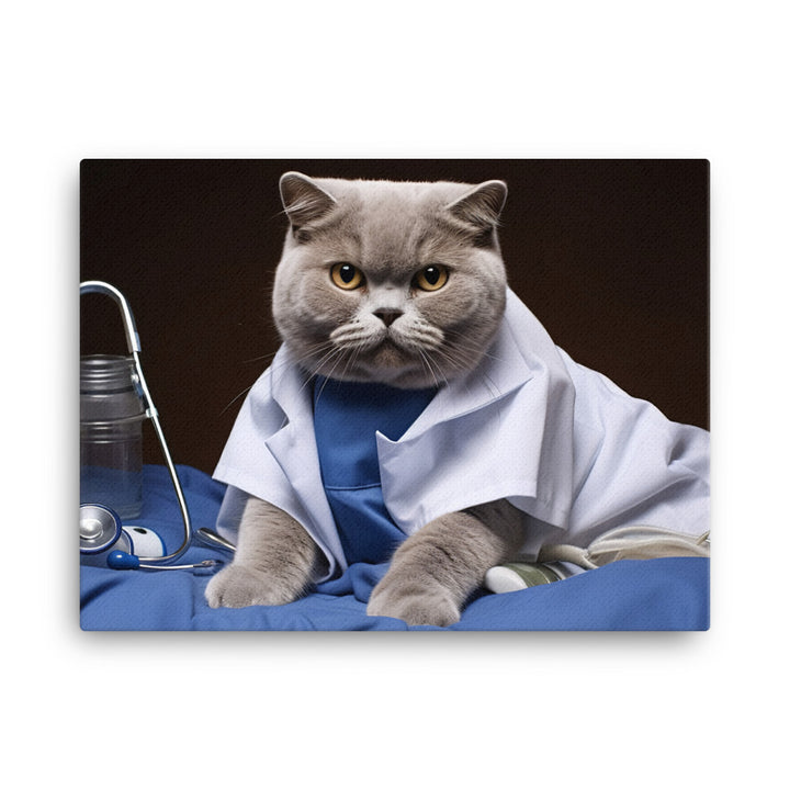 British Shorthair Nurse Canvas - PosterfyAI.com