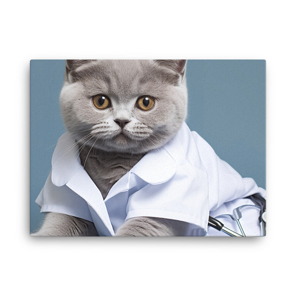 British Shorthair Nurse Canvas - PosterfyAI.com