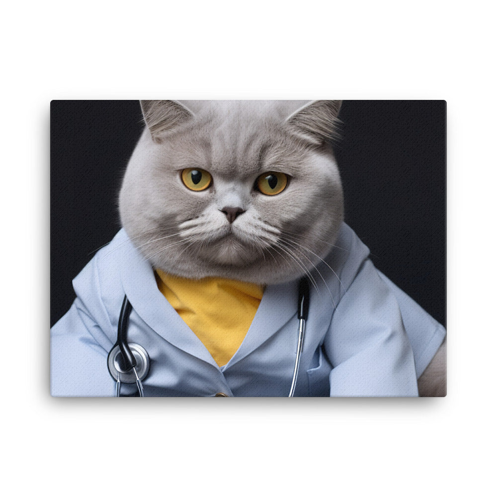 British Shorthair Nurse Canvas - PosterfyAI.com