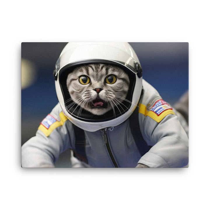 British Shorthair Motorsport Athlete Canvas - PosterfyAI.com