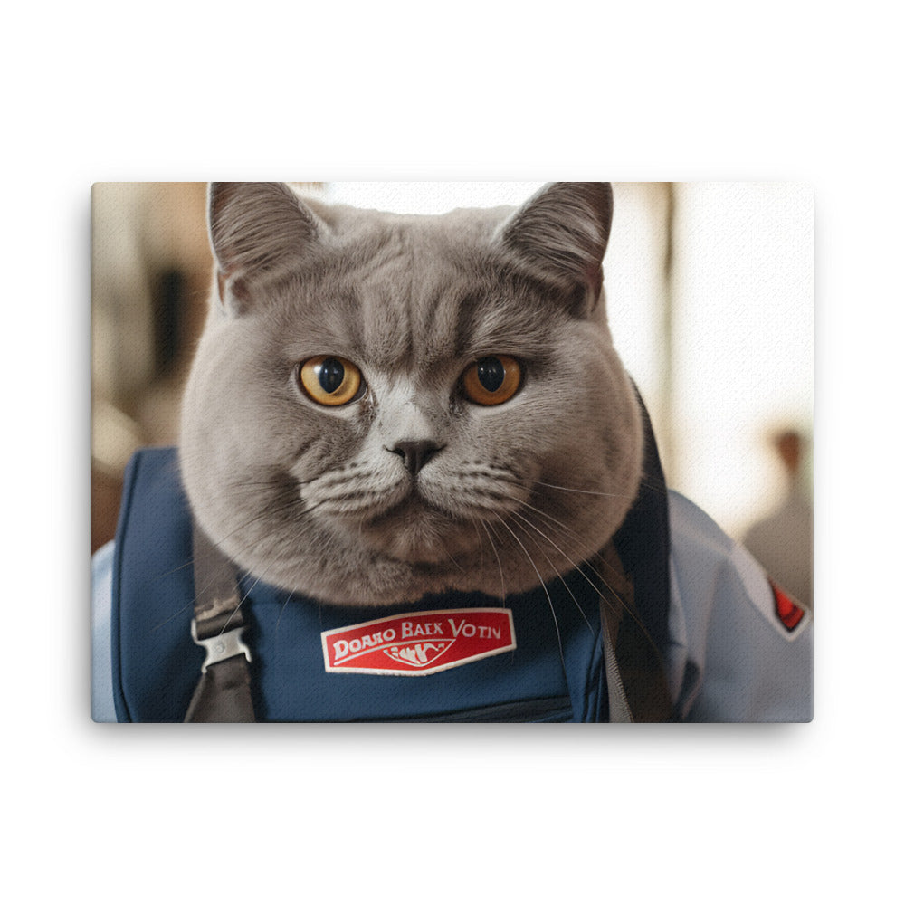 British Shorthair Mail Carrier Canvas - PosterfyAI.com