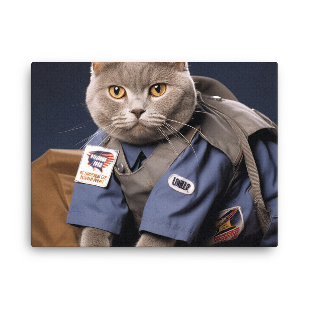 British Shorthair Mail Carrier Canvas - PosterfyAI.com