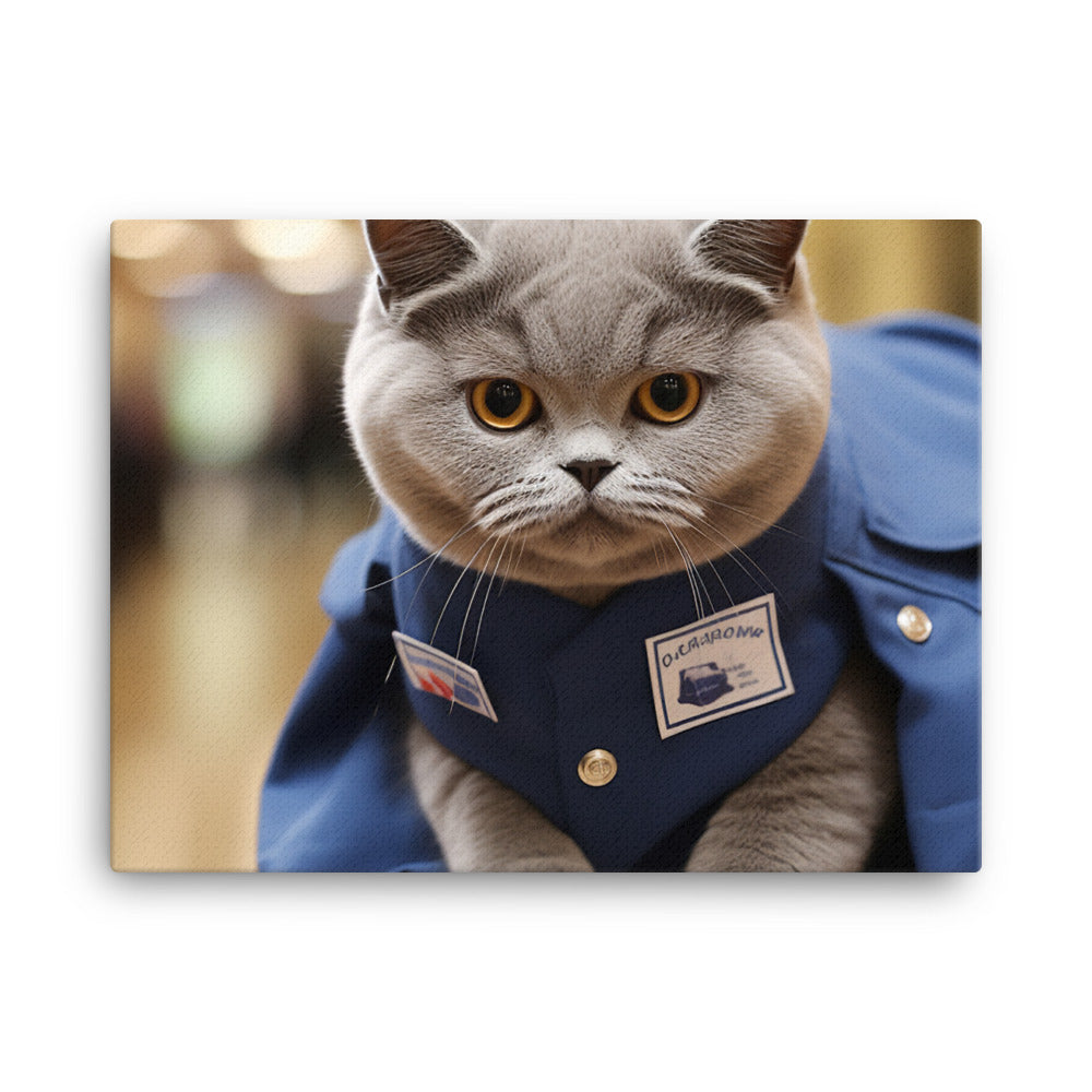 British Shorthair Mail Carrier Canvas - PosterfyAI.com