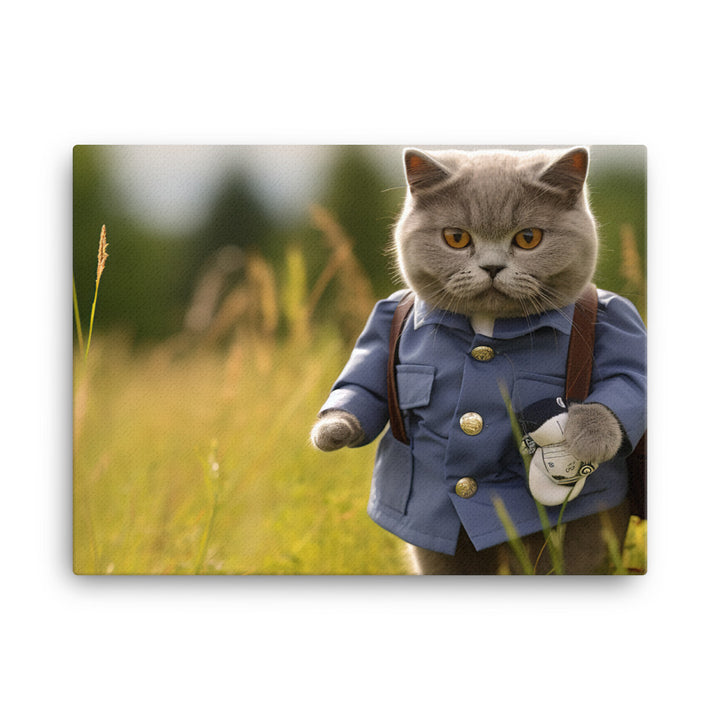 British Shorthair Mail Carrier Canvas - PosterfyAI.com