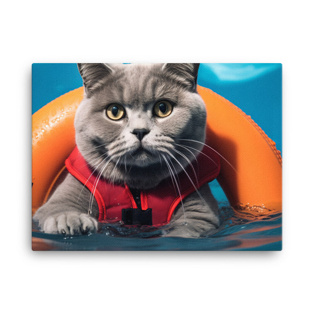 British Shorthair Lifeguard Canvas - PosterfyAI.com