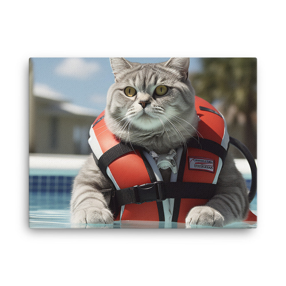 British Shorthair Lifeguard Canvas - PosterfyAI.com