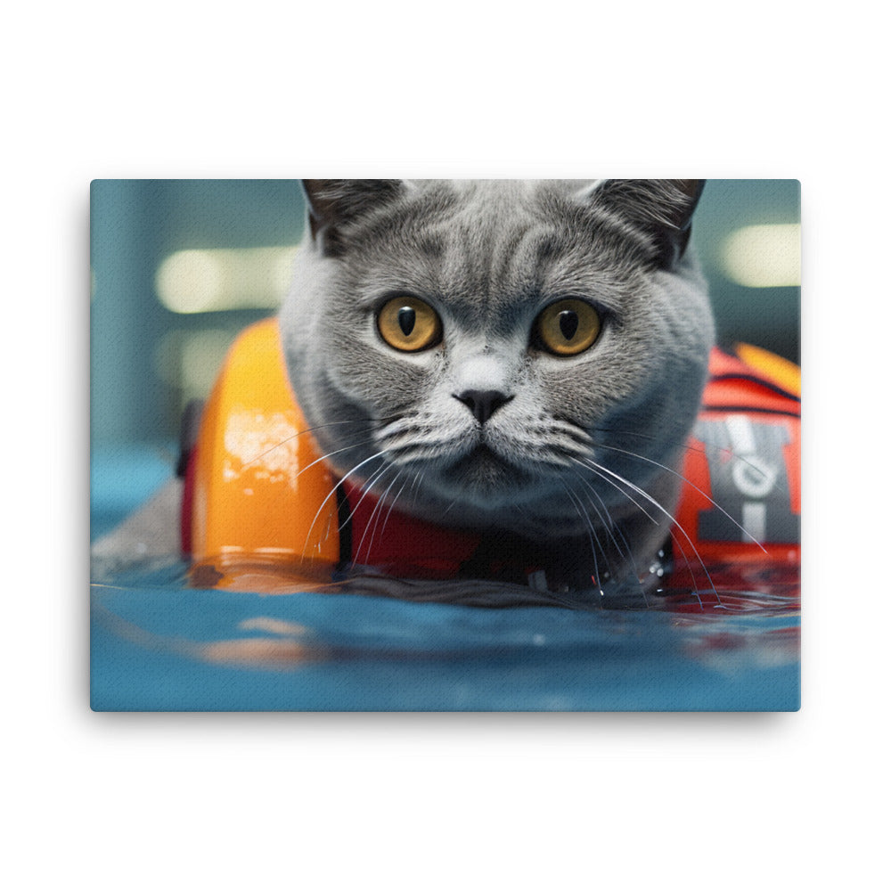 British Shorthair Lifeguard Canvas - PosterfyAI.com