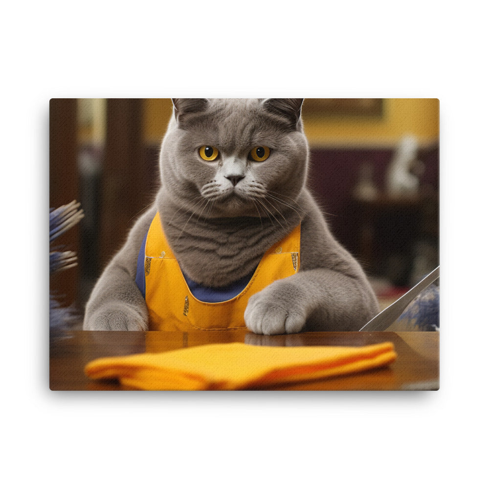 British Shorthair Janitor Canvas - PosterfyAI.com