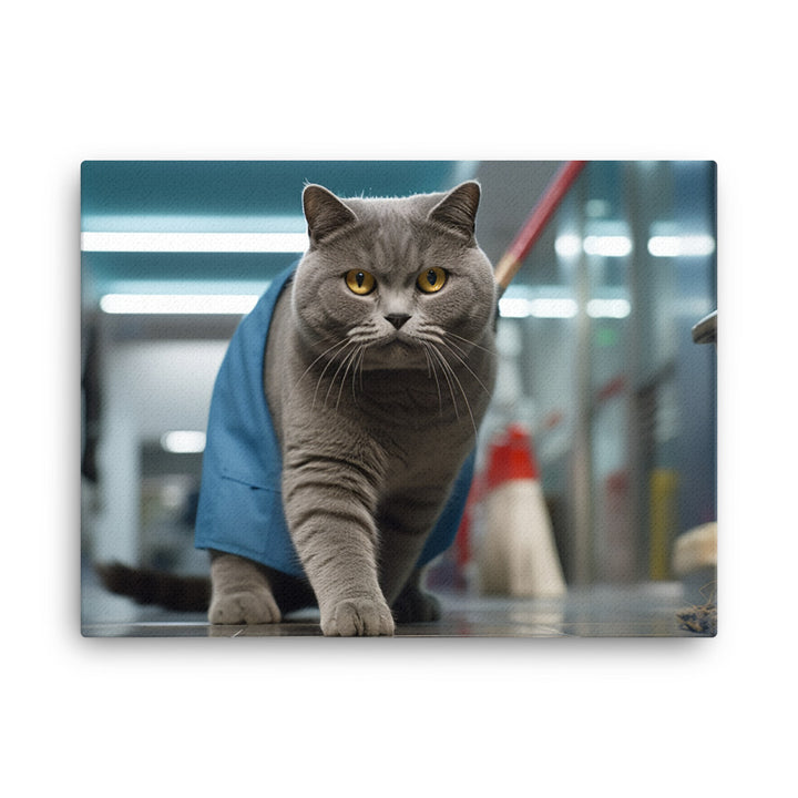 British Shorthair Janitor Canvas - PosterfyAI.com